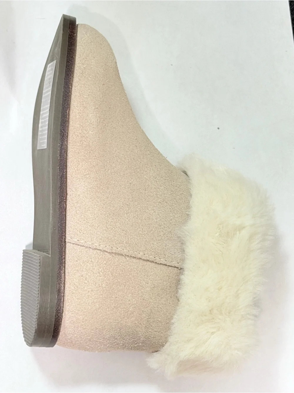 Janie and Jack Light Khaki Faux Fur Cuff Ankle Boots with Gold Zipper